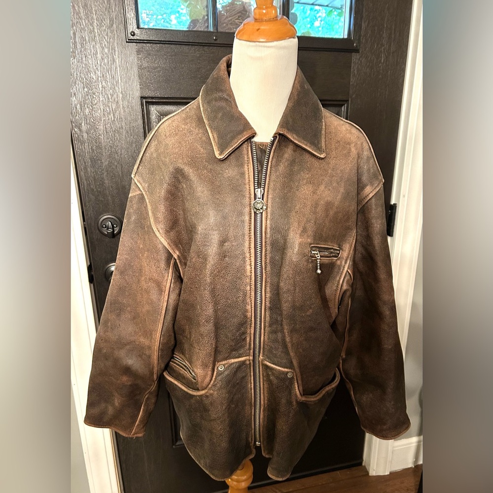 Vintage Men’s Winlit Leather Bomber Jacket
